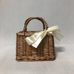 KissICON Brown Straw Woven Small Square Rattan Women's Handbag