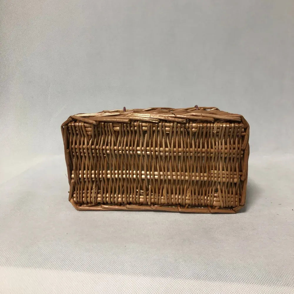 KissICON Brown Straw Woven Small Square Rattan Women's Handbag