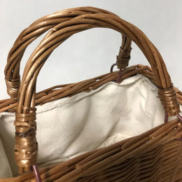 KissICON Brown Straw Woven Small Square Rattan Women's Handbag