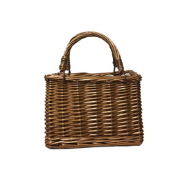 KissICON Brown Straw Woven Small Square Rattan Women's Handbag