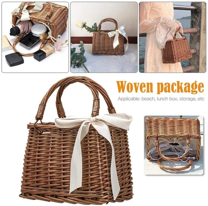 Straw Woven Small Square Rattan Women's Handbag
