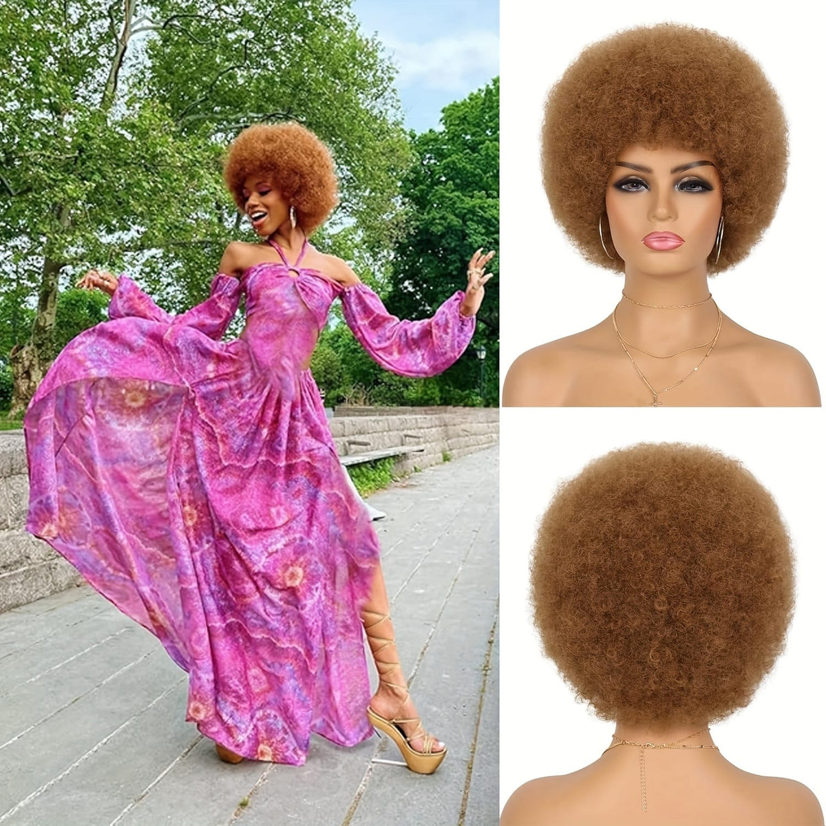 KissICON Brownness / 8inch Afro Kinky Curly Wig Elastic Cap