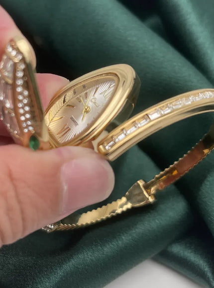 KissICON BS Brand Diamond Snake Bracelet Watch For Women