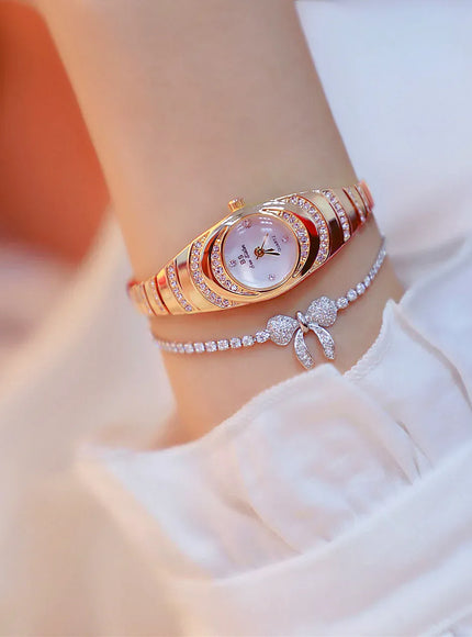 KissICON BS Brand Diamond Snake Bracelet Watch For Women