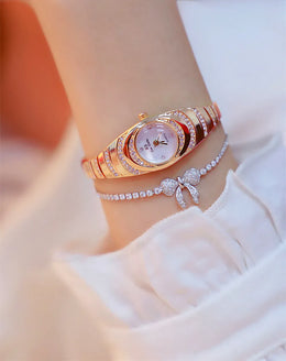KissICON BS Brand Diamond Snake Bracelet Watch For Women
