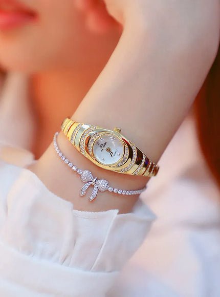 KissICON BS Brand Diamond Snake Bracelet Watch For Women