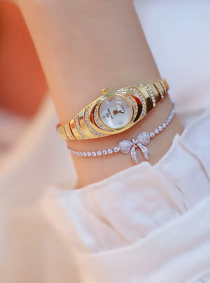 KissICON BS Brand Diamond Snake Bracelet Watch For Women