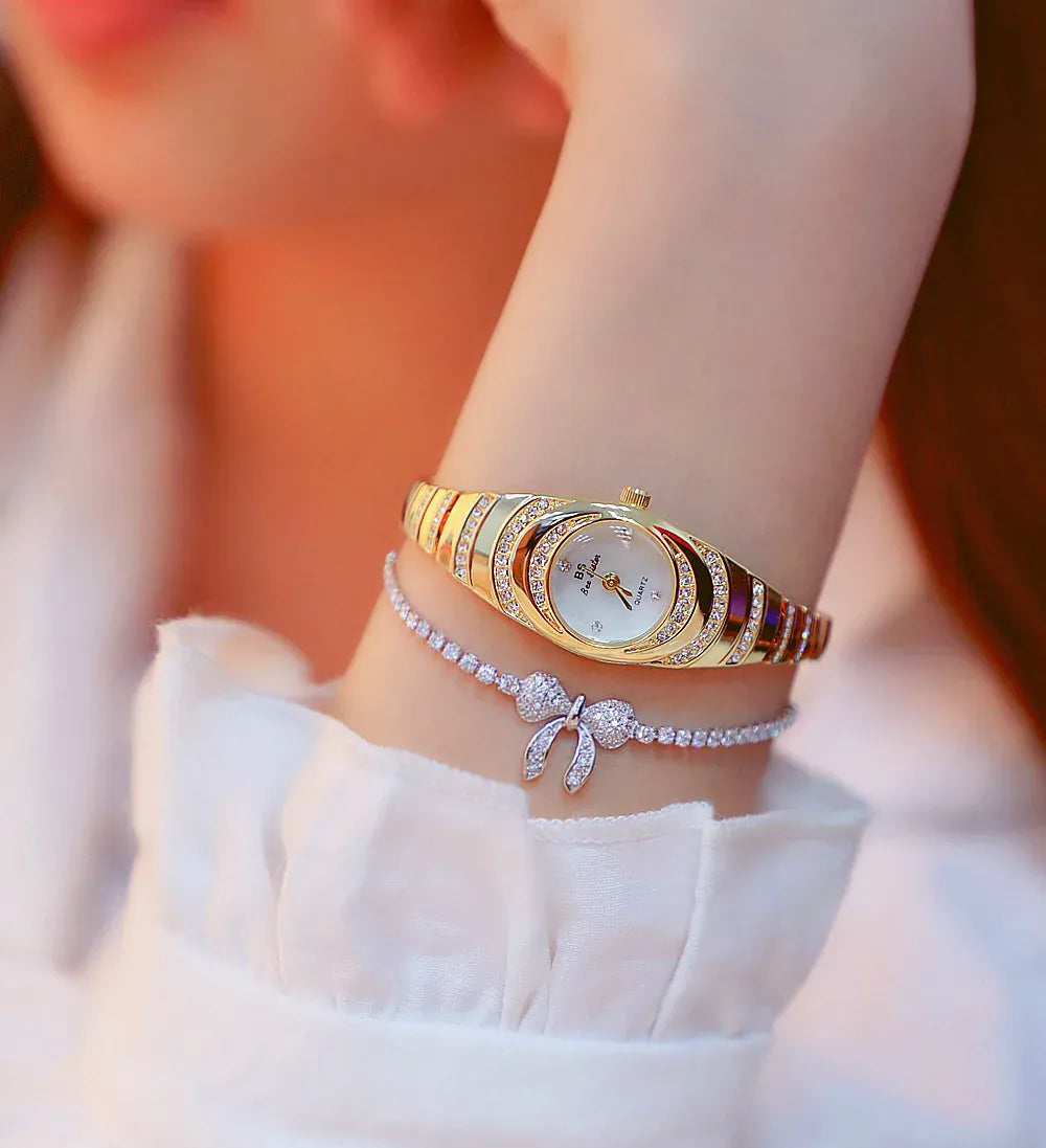KissICON BS Brand Diamond Snake Bracelet Watch For Women