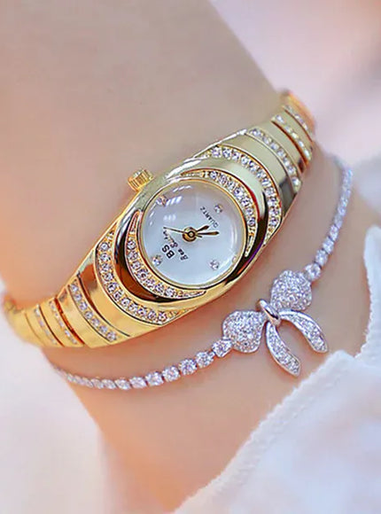 KissICON BS Brand Diamond Snake Bracelet Watch For Women