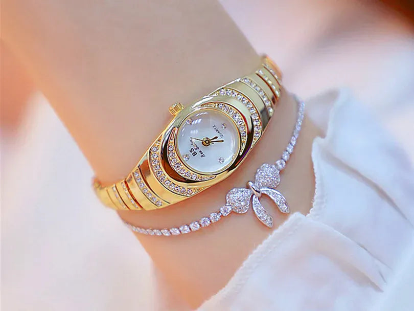 KissICON BS Brand Diamond Snake Bracelet Watch For Women