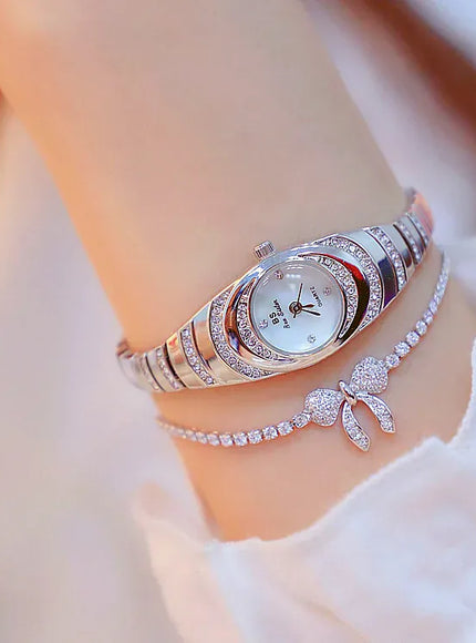 KissICON BS Brand Diamond Snake Bracelet Watch For Women