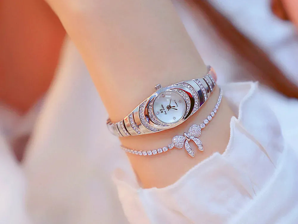 KissICON BS Brand Diamond Snake Bracelet Watch For Women