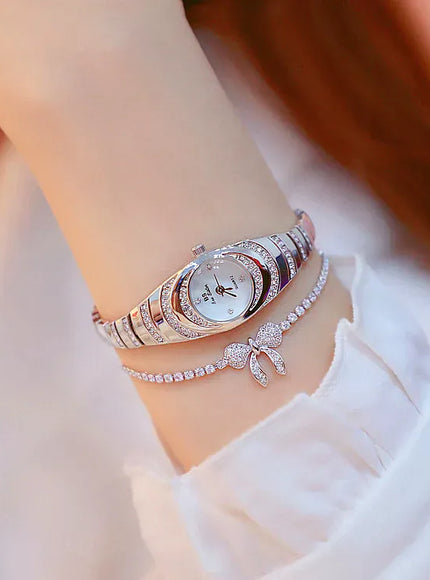 KissICON BS Brand Diamond Snake Bracelet Watch For Women