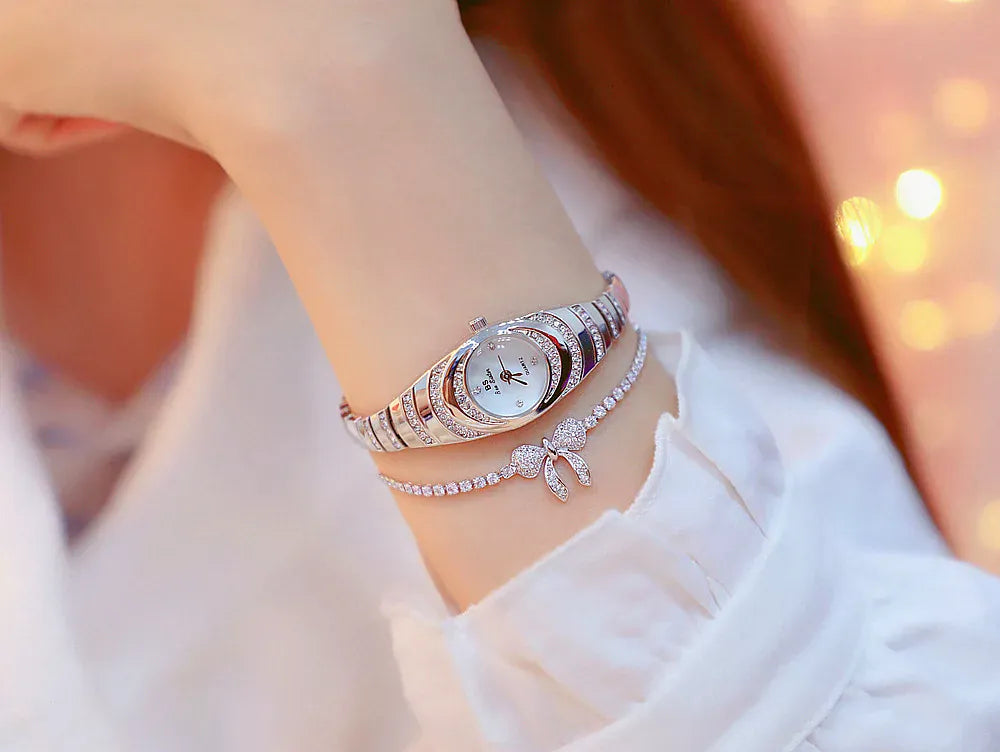 KissICON BS Brand Diamond Snake Bracelet Watch For Women