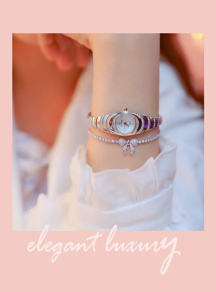 KissICON BS Brand Diamond Snake Bracelet Watch For Women