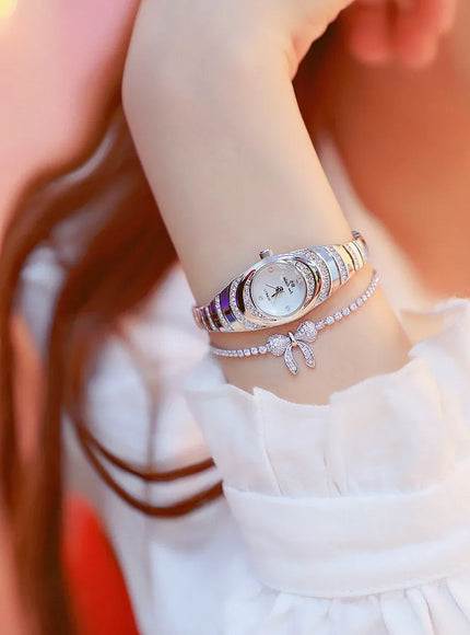 KissICON BS Brand Diamond Snake Bracelet Watch For Women
