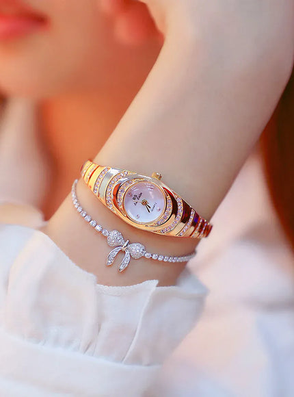 KissICON BS Brand Diamond Snake Bracelet Watch For Women
