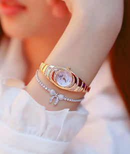 KissICON BS Brand Diamond Snake Bracelet Watch For Women