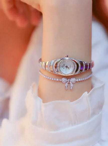 KissICON BS Brand Diamond Snake Bracelet Watch For Women