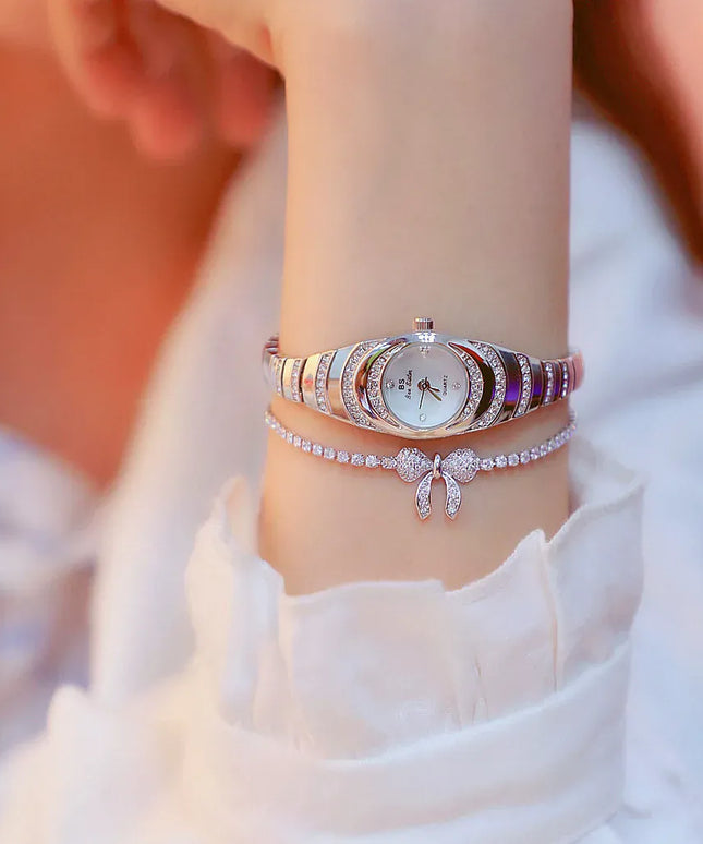 KissICON BS Brand Diamond Snake Bracelet Watch For Women