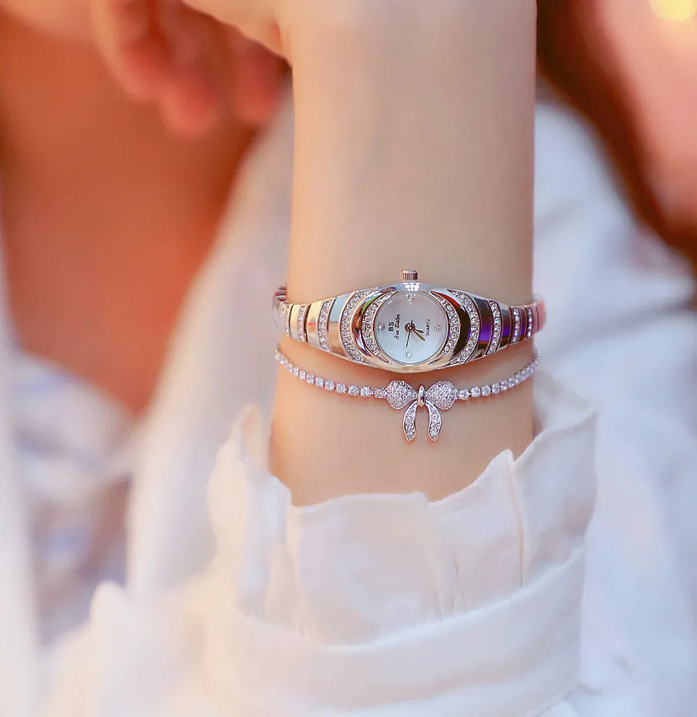KissICON BS Brand Diamond Snake Bracelet Watch For Women