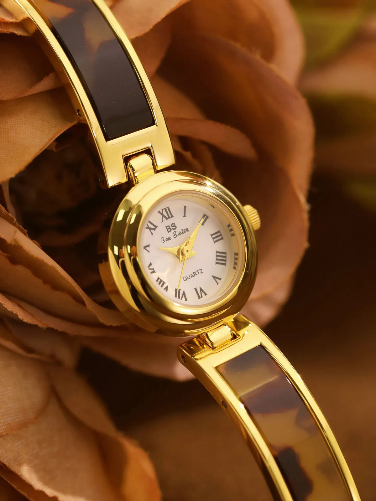 KissICON BS Women Watch Retro Amber Bracelet Quartz Wristwatch