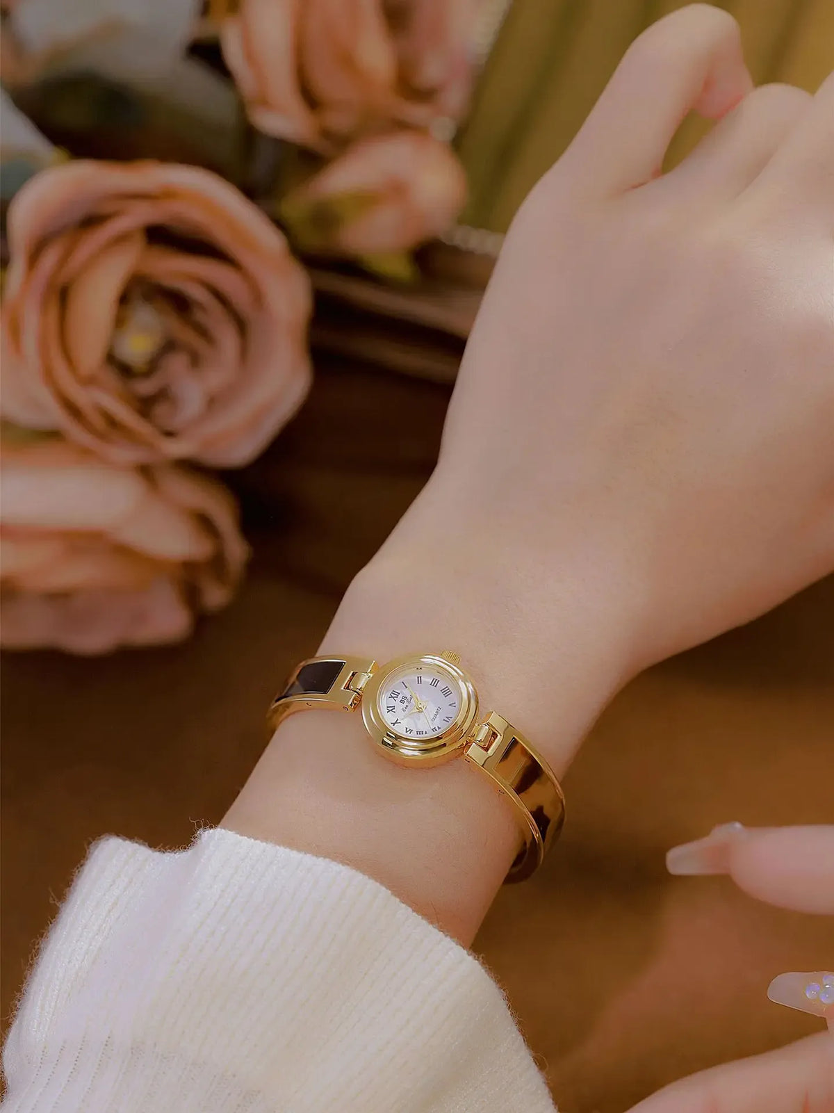KissICON BS Women Watch Retro Amber Bracelet Quartz Wristwatch