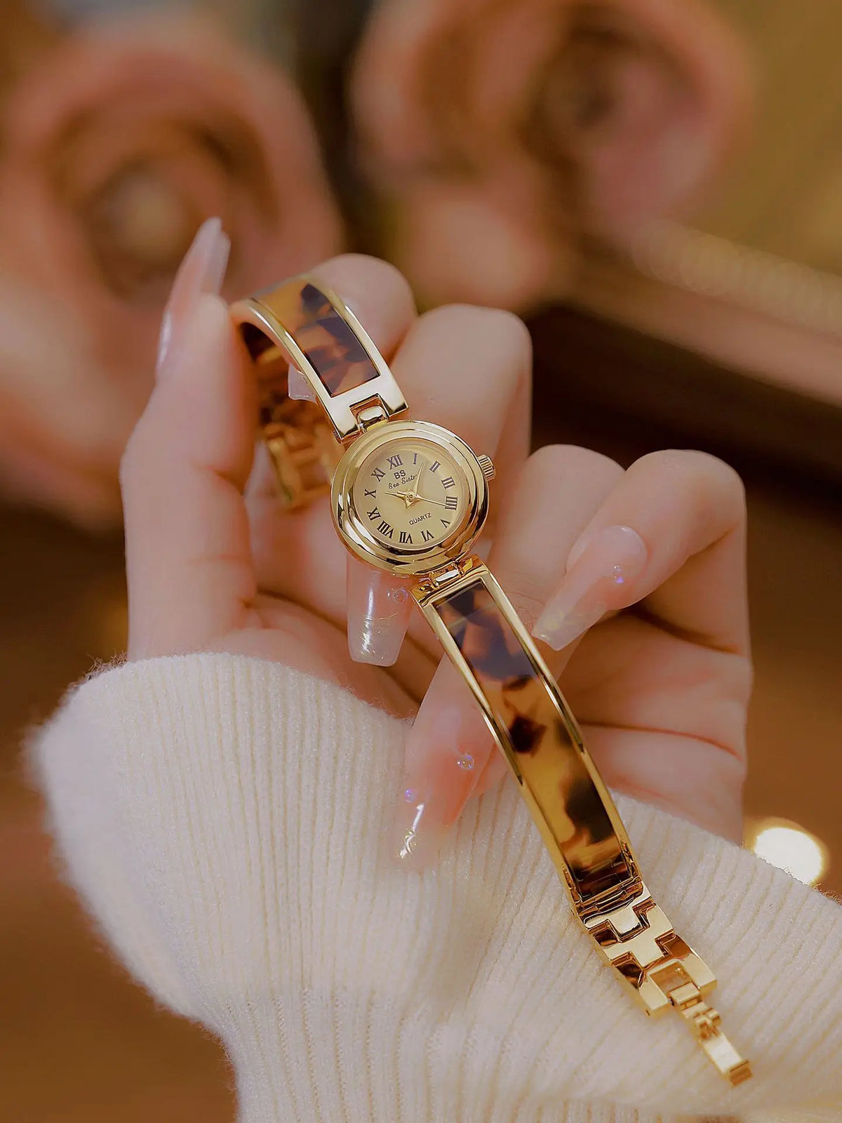 KissICON BS Women Watch Retro Amber Bracelet Quartz Wristwatch