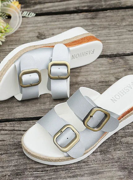 KissICON Buckle Decor Wedges Sandals for Women Summer Light