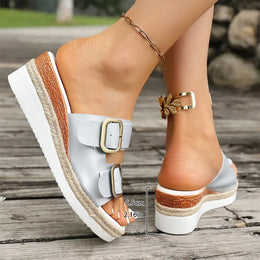 KissICON Buckle Decor Wedges Sandals for Women Summer Light