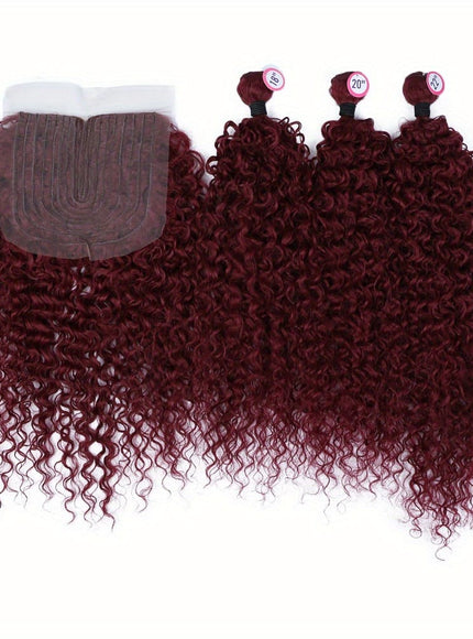 KissICON BURG / 18 20 22 with 18 KissIcon 3 Packs Afro Curly Extensions Closure -