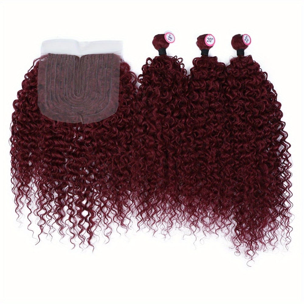 KissICON BURG / 18 20 22 with 18 KissIcon 3 Packs Afro Curly Extensions Closure -