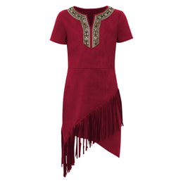 KissICON Burgundy / 6 Halloween Indian Princess Costumes Big Girls Pocahontas Huntress Costume Purim Party Mardi Gras Fancy Dress Up Savage Forest