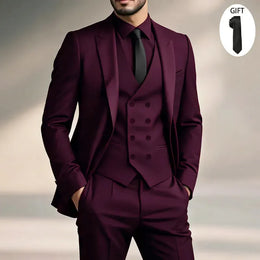 KissICON Burgundy / XXL Sharp SlimFit ThreePiece Suit for the Modern Professional