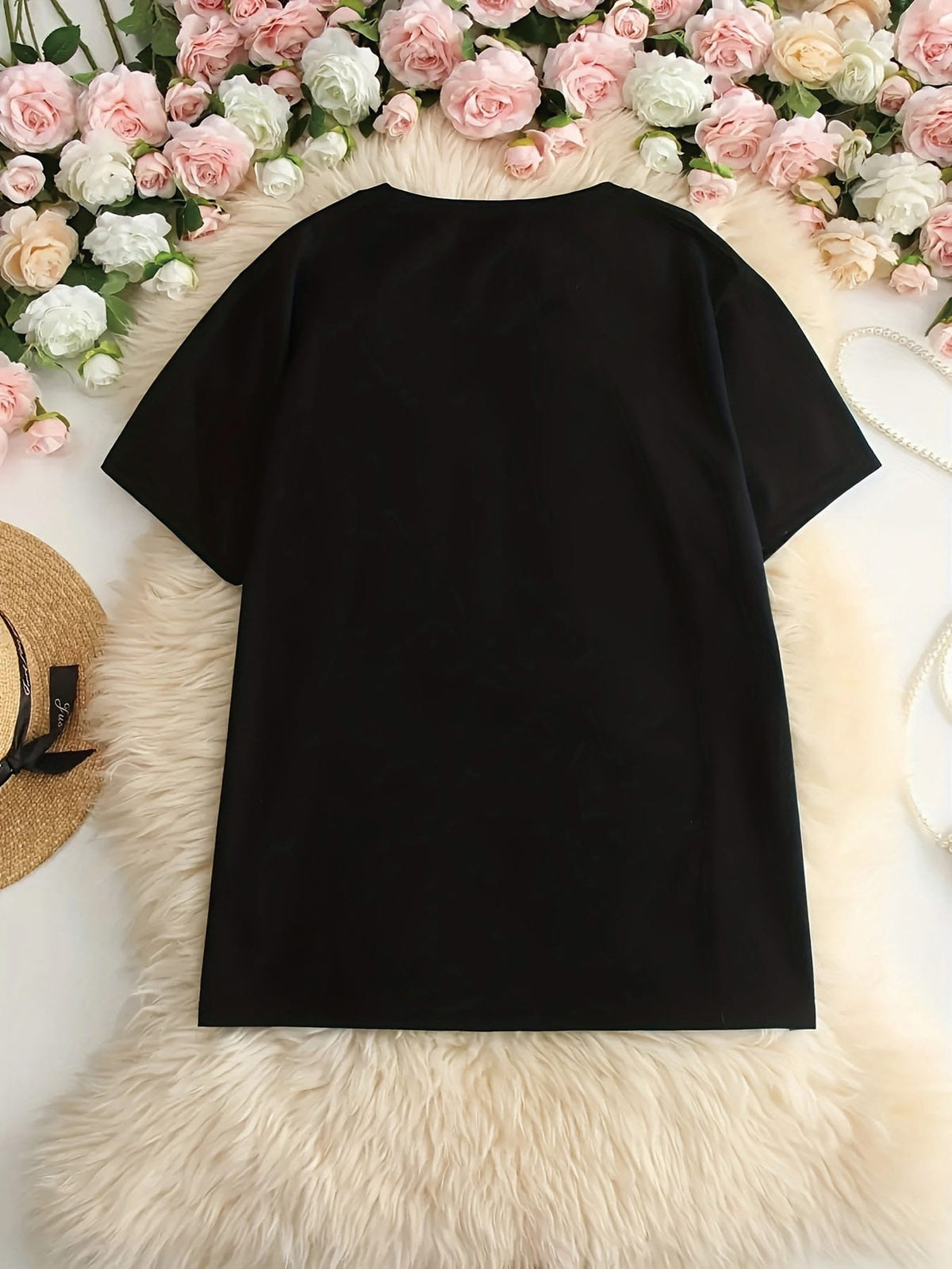 jkthpu-45 Butterfly And Heart Design Plus-Size Casual T-Shirt, Summer