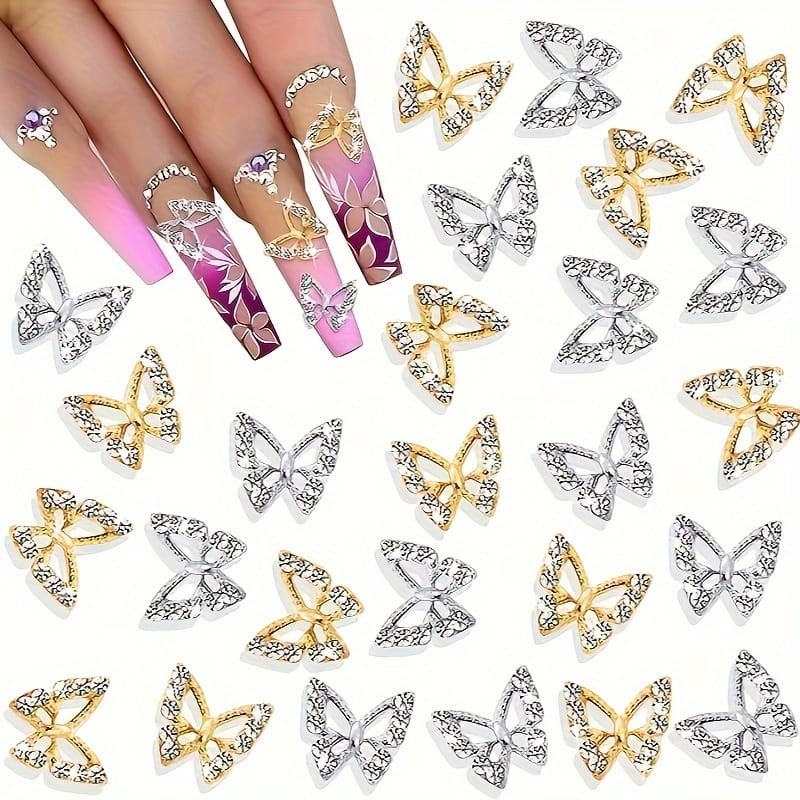 KissICON 💋 Butterfly Nail Charms 3D Gems - Shimmering
