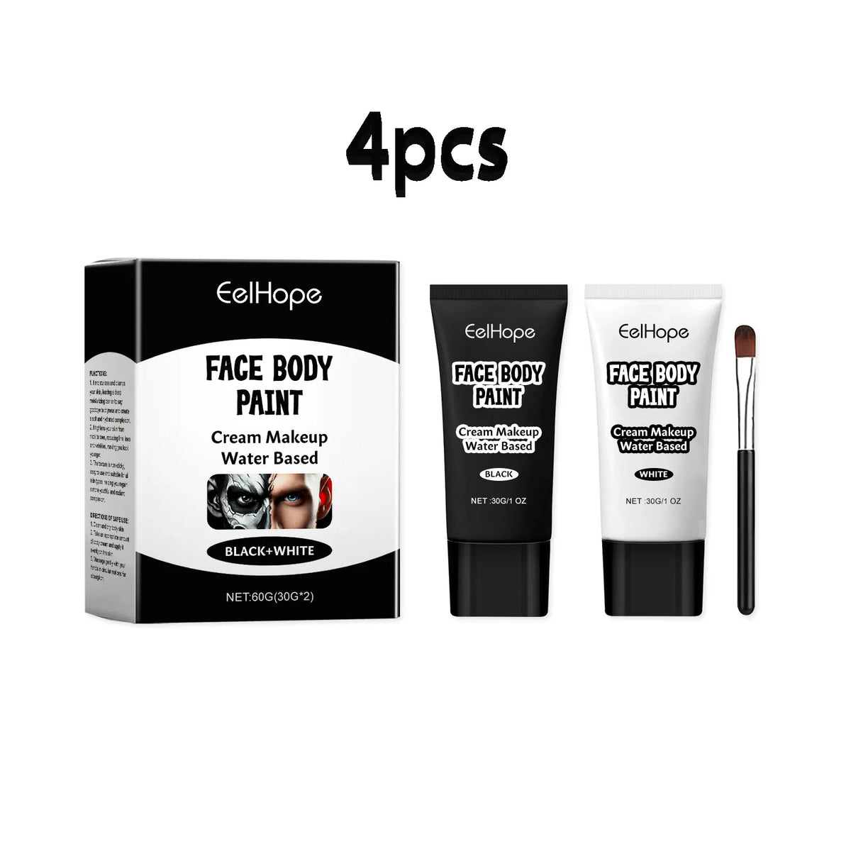 KissICON buy 2 free 2 Halloween Makeup Face Body Paint White Black Special Effects Christmas Cosplay Party Supplies Full Coverage Oil Free Easy Wash