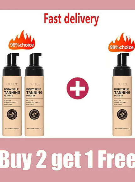 KissICON Buy 2 get 1 free Tanning Body Mousse Self Tanner Bronze Glow Moisturizing