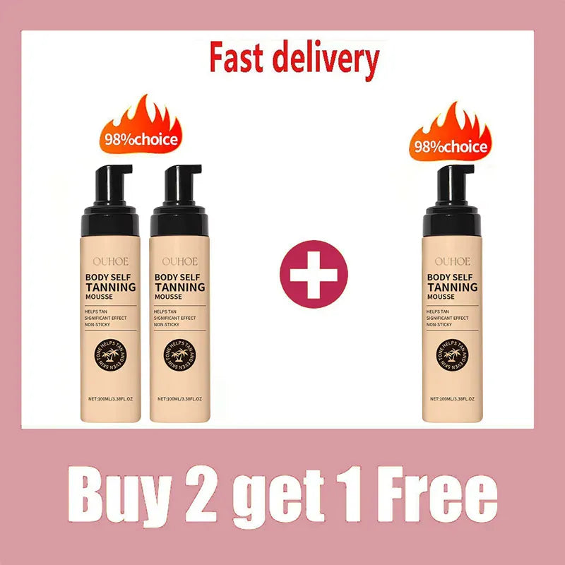 KissICON Buy 2 get 1 free Tanning Body Mousse Self Tanner Bronze Glow Moisturizing
