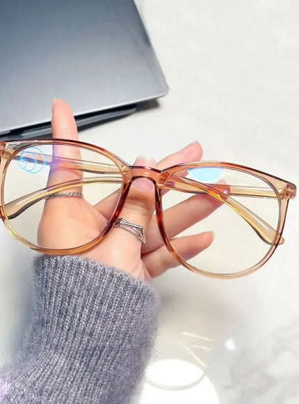 KissICON C-Brown Large Square Frame Anti-Blue Light Glasses Fashion Retro Men Women Computer Goggles Reading Eyeglasses Optical Spectacle Eyewear