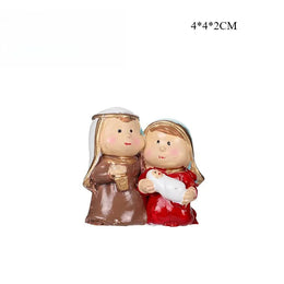 KissICON C Christmas Decorations Manger Nativity Resin Ornaments Home Desktop Decoration