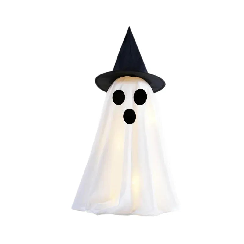 KissICON C Halloween Ghost Decoration Glowing Desktop Ghost Standing Ornament Haunted Hanging Ghost Decor for Table Home Party Night Gift