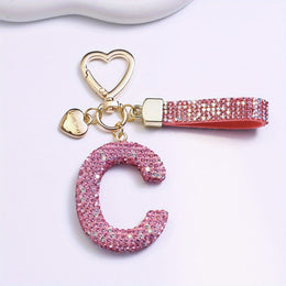 KissICON C Sparkling Pink  White Initial PVC Keychain Gift
