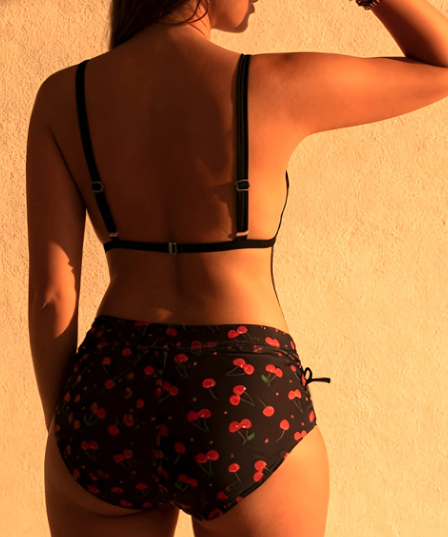 Curve Women's V-Neck Bikini – Stretch Drawstring Waist
