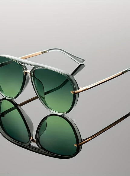 jkthpu-45 C1 Green Chic Jelly Frame Large Glasses Trendy SemiMetal Style