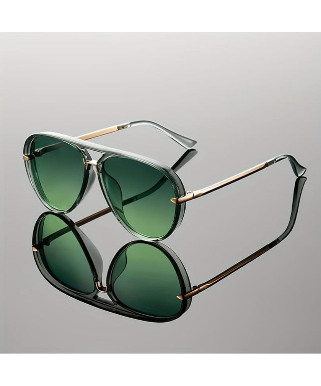jkthpu-45 C1 Green Chic Jelly Frame Large Glasses Trendy SemiMetal Style