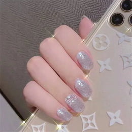 KissICON C151 White French Press On Nails 3D Bowknot Full