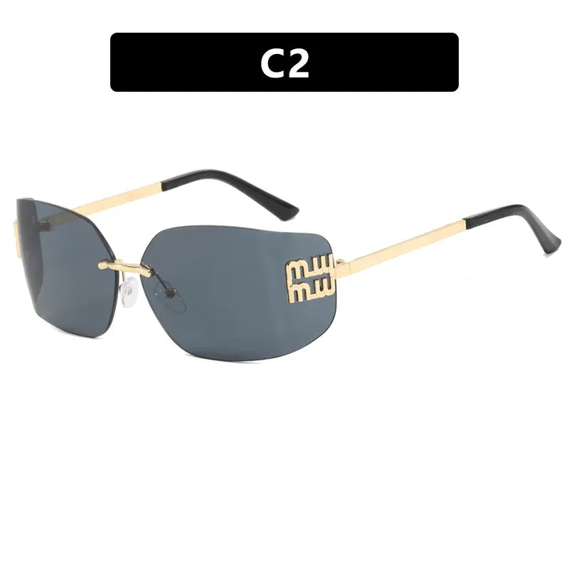Dropshipman C2 Rimless Rectangle Gradient Sunglasses