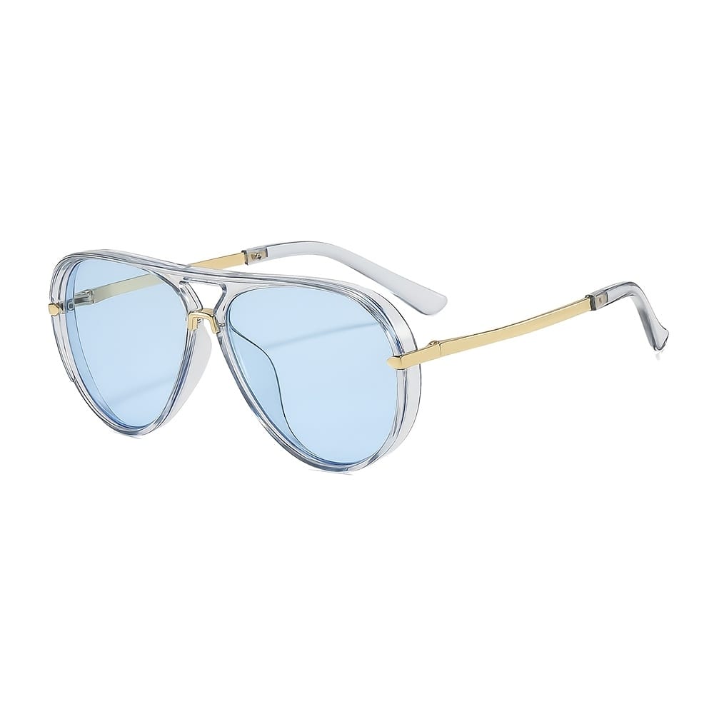 jkthpu-45 C3 Blue Chic Jelly Frame Large Glasses Trendy SemiMetal Style
