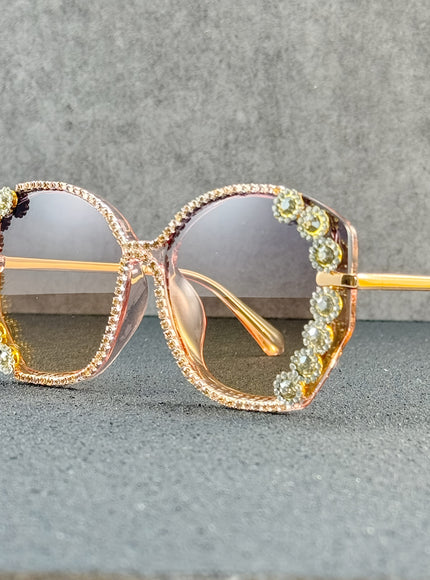 jkthpu-45 C3 Pink Sparkling Rhinestone Geometric Fashion Glasses for Parties